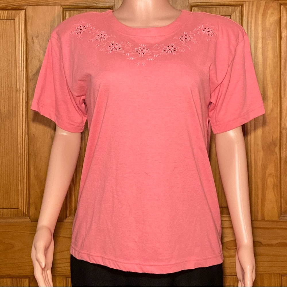 EUC Shenanigans Vintage 90s Top Short Sleeve Blouse Pink Size L Large